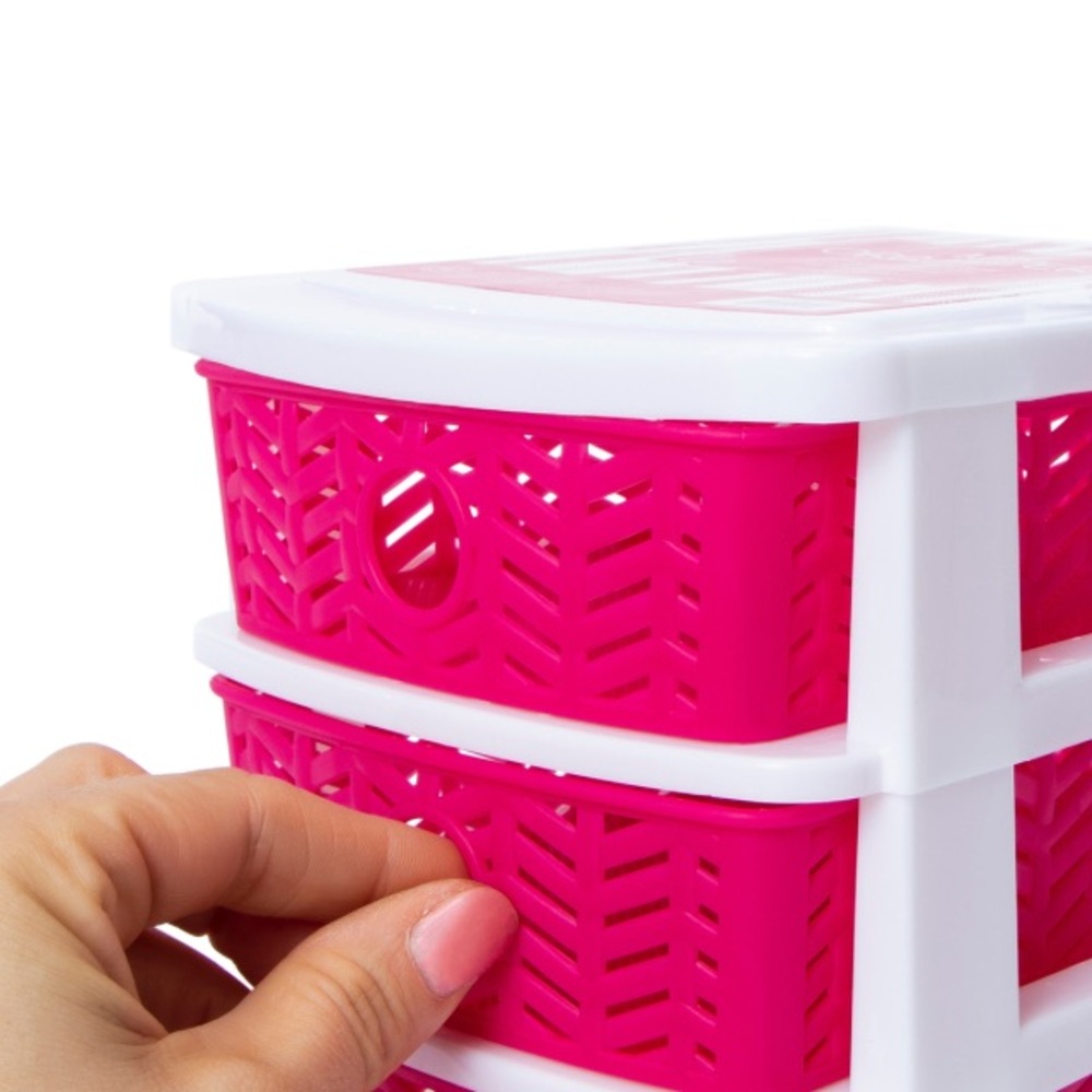 🟣Pink and white mini desktop 2 drawer organizer